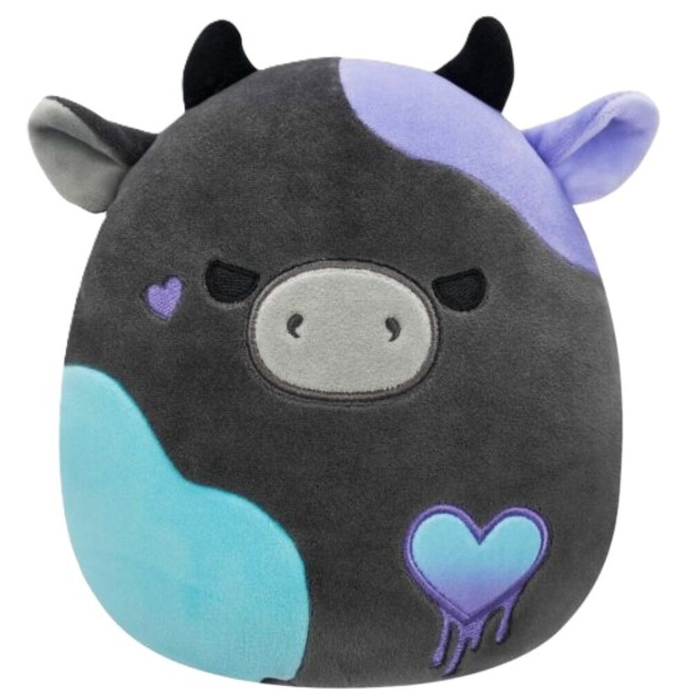 Squishmallows Valentine's Smithereens the Charcoal Cow w/Melting Heart - 5 Inch